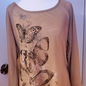 XL Top Butterflies/Lace 3/4 sleeve Women's size 14